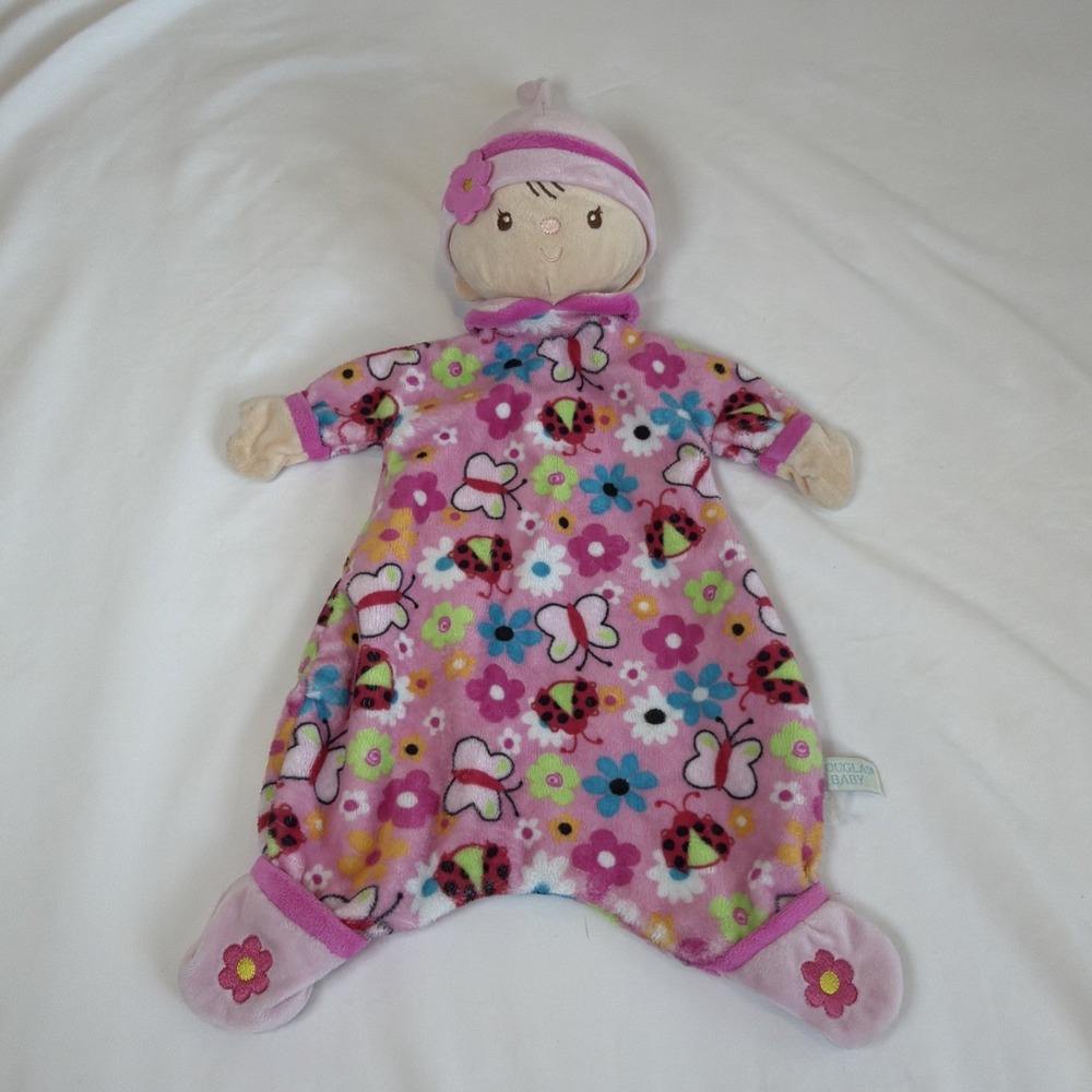 Douglas Baby Butterfly Floral 21" Security Blanket Plush Pink Lovey Girl Pink